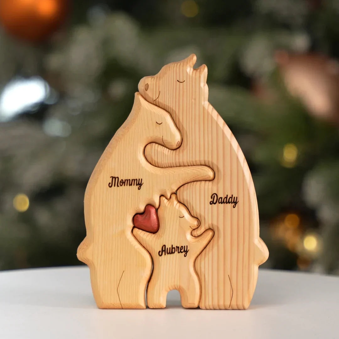 Personalisierte familiäre Holz-Bär-Puzzle 
